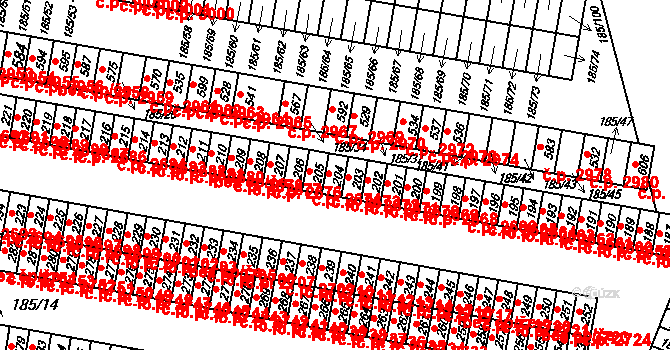 Brníčko 2673, Uničov na parcele st. 204 v KÚ Brníčko, Katastrální mapa