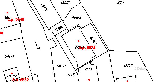 Třebovice 5574, Ostrava na parcele st. 461/3 v KÚ Třebovice ve Slezsku, Katastrální mapa