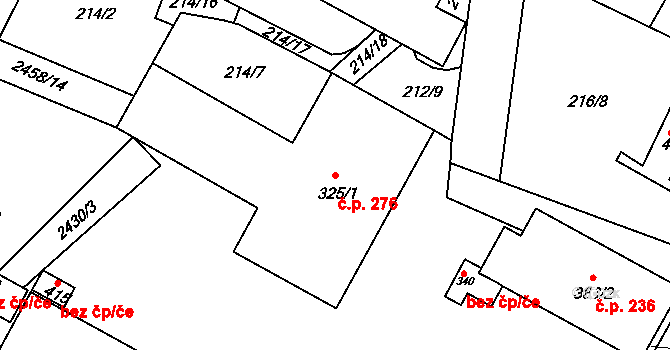 Oldřiš 276 na parcele st. 325/1 v KÚ Oldřiš u Poličky, Katastrální mapa