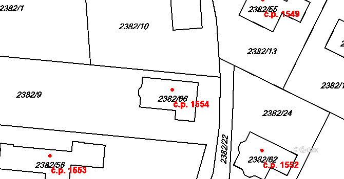 Příbor 1554 na parcele st. 2382/66 v KÚ Příbor, Katastrální mapa