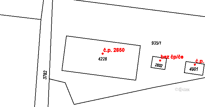 Rožnov pod Radhoštěm 2850 na parcele st. 4228 v KÚ Rožnov pod Radhoštěm, Katastrální mapa