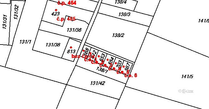 Lenešice 3 na parcele st. 553 v KÚ Lenešice, Katastrální mapa