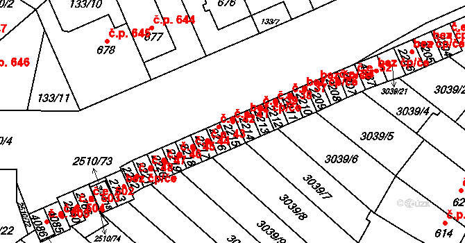 Kyjov 41 na parcele st. 2215 v KÚ Kyjov, Katastrální mapa