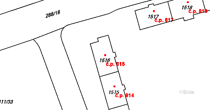 Hrabůvka 815, Ostrava na parcele st. 1516 v KÚ Hrabůvka, Katastrální mapa