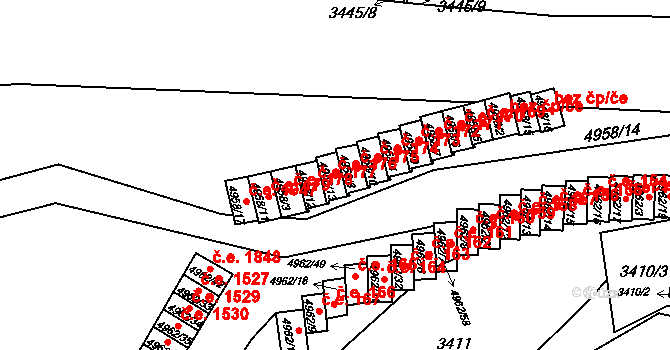 Znojmo 176 na parcele st. 4958/13 v KÚ Znojmo-město, Katastrální mapa