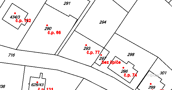 Slavkovice 77, Nové Město na Moravě na parcele st. 293 v KÚ Slavkovice, Katastrální mapa