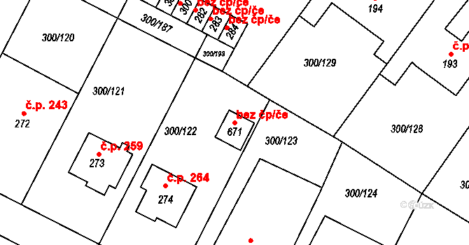 Třemošnice 38075512 na parcele st. 671 v KÚ Třemošnice nad Doubravou, Katastrální mapa