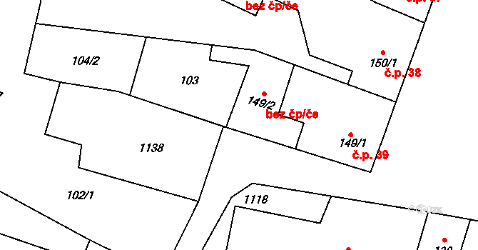 Rožďalovice 40053512 na parcele st. 149/2 v KÚ Rožďalovice, Katastrální mapa