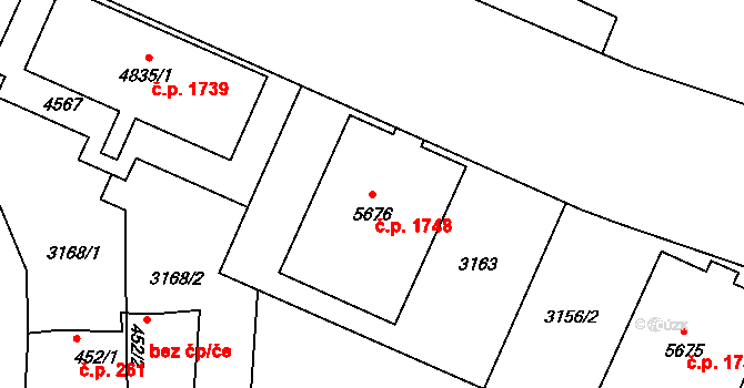 Zlín 1748 na parcele st. 5676 v KÚ Zlín, Katastrální mapa