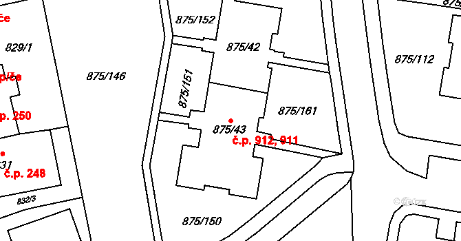 Kylešovice 911,912, Opava na parcele st. 875/43 v KÚ Kylešovice, Katastrální mapa