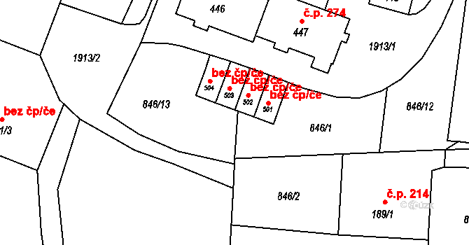 Velké Albrechtice 44885512 na parcele st. 501 v KÚ Velké Albrechtice, Katastrální mapa