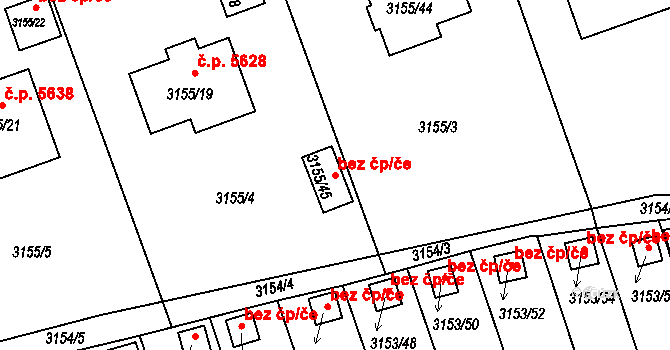 Chomutov 45029512 na parcele st. 3155/45 v KÚ Chomutov II, Katastrální mapa