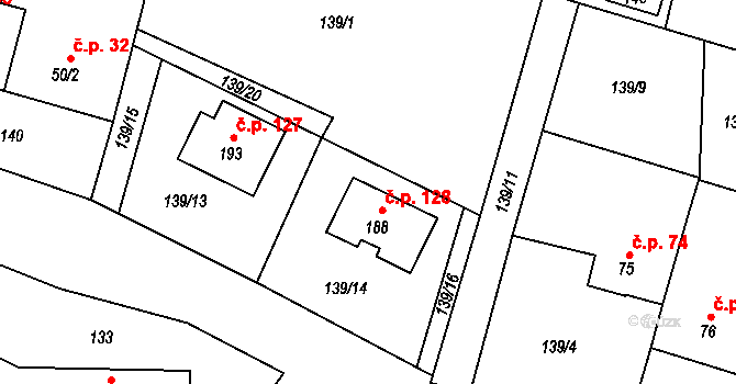 Ostrovec 46181512 na parcele st. 139 v KÚ Dolní Ostrovec, Katastrální mapa