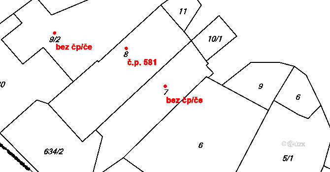Slavonice 47512512 na parcele st. 7 v KÚ Kadolec u Slavonic, Katastrální mapa