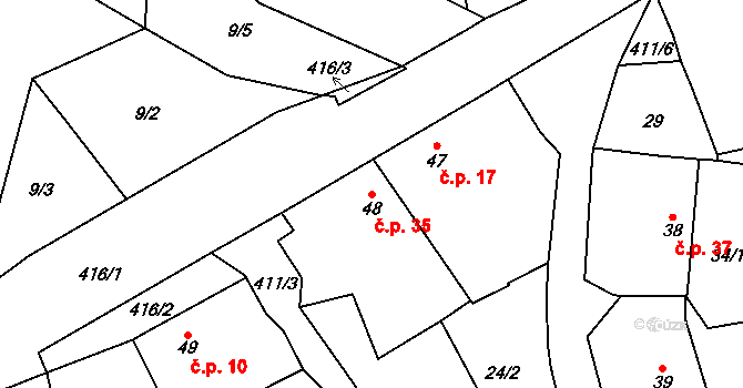 Chacholice 35, Chrast na parcele st. 48 v KÚ Chacholice, Katastrální mapa