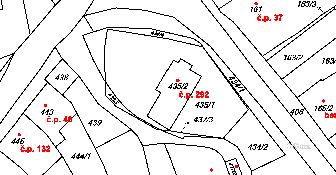 Velešovice 292 na parcele st. 435/2 v KÚ Velešovice, Katastrální mapa