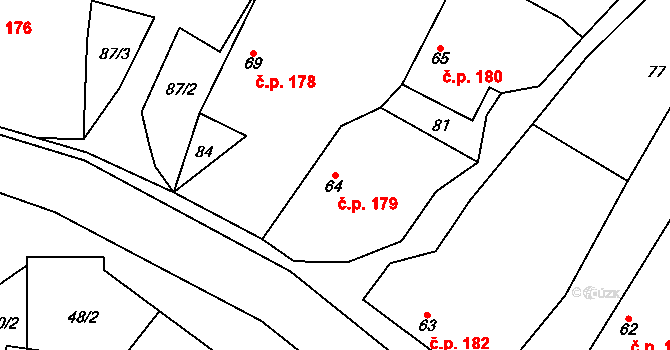 Čisovice 179 na parcele st. 64 v KÚ Čisovice, Katastrální mapa