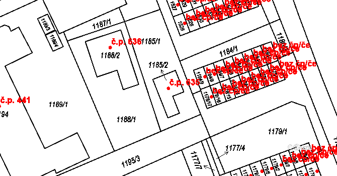 Liberec XI-Růžodol I 635, Liberec na parcele st. 1185/2 v KÚ Růžodol I, Katastrální mapa