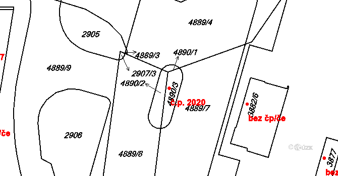Bruntál 2020 na parcele st. 4890/3 v KÚ Bruntál-město, Katastrální mapa