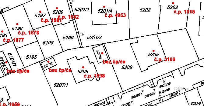 Chomutov 80218512 na parcele st. 5207/2 v KÚ Chomutov I, Katastrální mapa