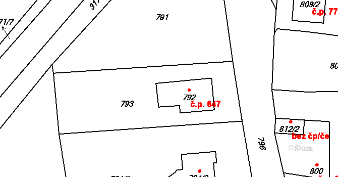 Klimkovice 647 na parcele st. 792 v KÚ Klimkovice, Katastrální mapa