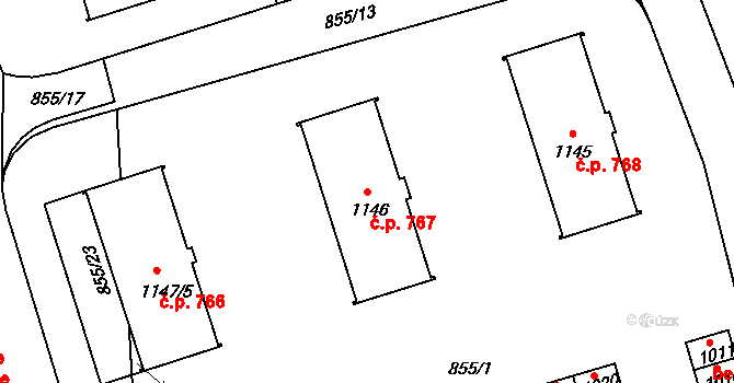 Blatná 767 na parcele st. 1146 v KÚ Blatná, Katastrální mapa