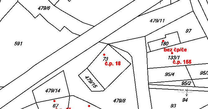 Trávník 18, Kroměříž na parcele st. 73 v KÚ Trávník, Katastrální mapa