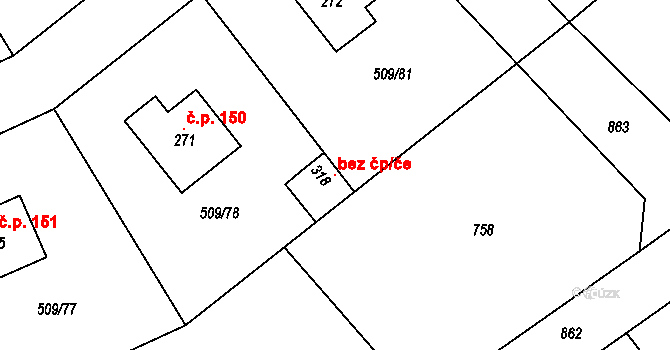 Skalsko 105921513 na parcele st. 318 v KÚ Skalsko, Katastrální mapa