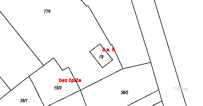 Heřmanice 6 na parcele st. 79 v KÚ Heřmanice u Vilémova, Katastrální mapa