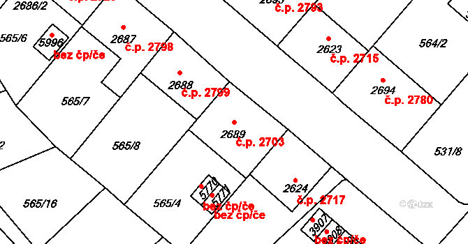 Jablonec nad Nisou 2703 na parcele st. 2689 v KÚ Jablonec nad Nisou, Katastrální mapa