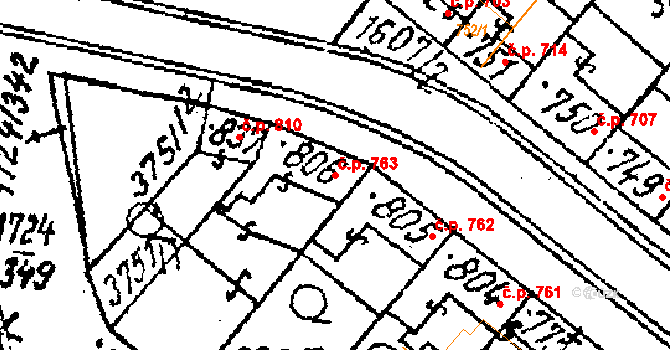 Lanžhot 763 na parcele st. 806 v KÚ Lanžhot, Katastrální mapa