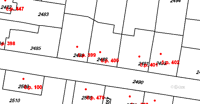 Mimoň I 400, Mimoň na parcele st. 2488 v KÚ Mimoň, Katastrální mapa
