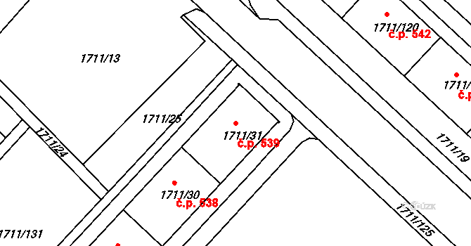 Podmoklice 539, Semily na parcele st. 1711/31 v KÚ Semily, Katastrální mapa