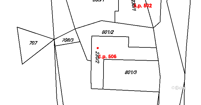 Ledkov 506, Kopidlno na parcele st. 230/2 v KÚ Kopidlno, Katastrální mapa