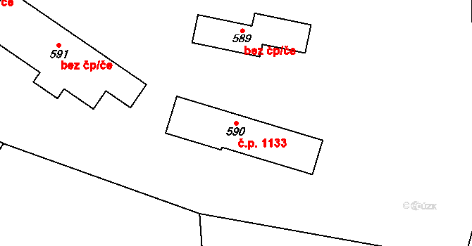 Břve 1133, Hostivice na parcele st. 590 v KÚ Litovice, Katastrální mapa