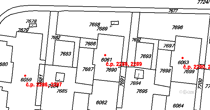 Líšeň 2288,2289, Brno na parcele st. 6061 v KÚ Líšeň, Katastrální mapa