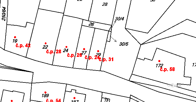 Zahořany 31, Králův Dvůr na parcele st. 29 v KÚ Zahořany u Berouna, Katastrální mapa
