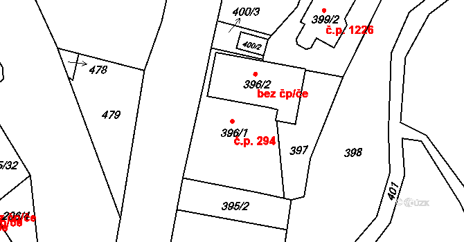 Liberec XIV-Ruprechtice 294, Liberec na parcele st. 396/1 v KÚ Ruprechtice, Katastrální mapa