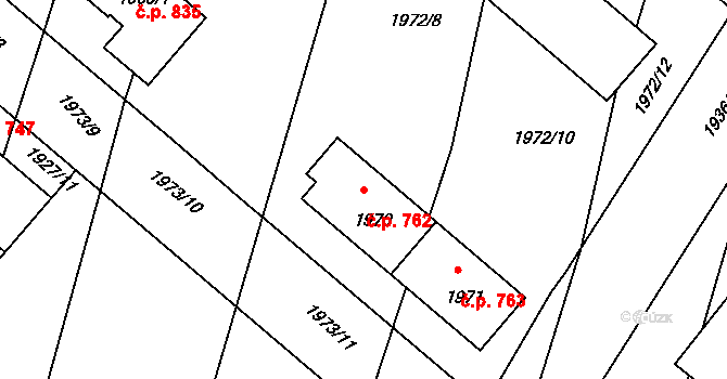 Pečky 762,763 na parcele st. 1970 v KÚ Pečky, Katastrální mapa