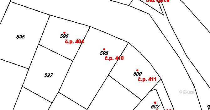 Loket 410 na parcele st. 598 v KÚ Loket, Katastrální mapa