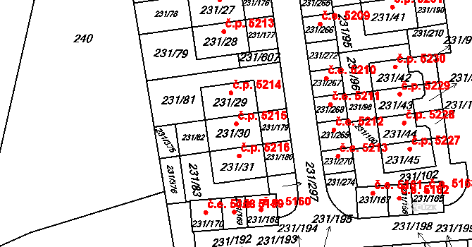 Helenín 5215, Jihlava na parcele st. 231/30 v KÚ Helenín, Katastrální mapa