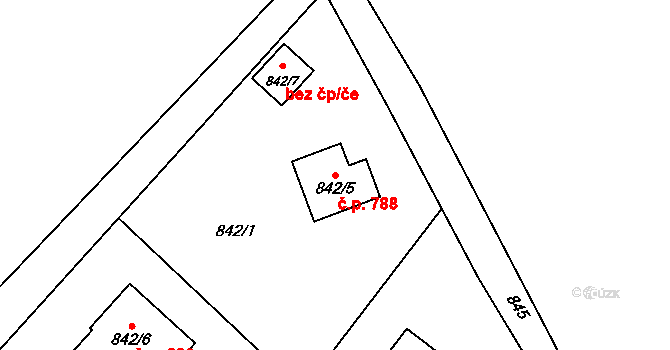 Rumburk 1 788, Rumburk na parcele st. 842/5 v KÚ Rumburk, Katastrální mapa