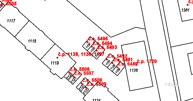 Kadaň 5493 na parcele st. 1132 v KÚ Kadaň, Katastrální mapa