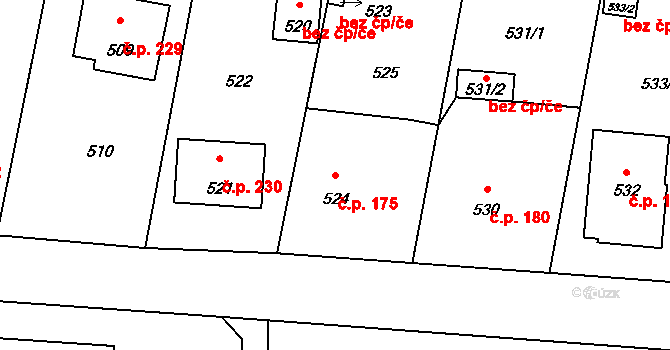 Netvořice 175 na parcele st. 524 v KÚ Netvořice, Katastrální mapa