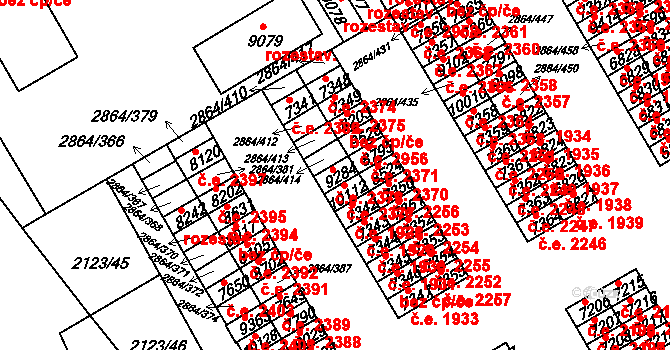 Hodonín 2378 na parcele st. 9284 v KÚ Hodonín, Katastrální mapa
