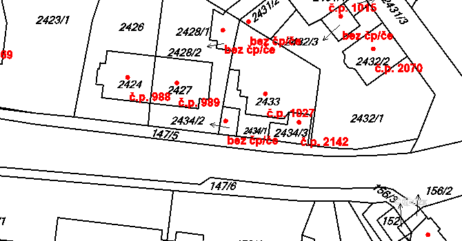 Tachov 38309513 na parcele st. 2434/2 v KÚ Tachov, Katastrální mapa