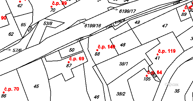 Svatý Štěpán 149, Brumov-Bylnice na parcele st. 88 v KÚ Svatý Štěpán, Katastrální mapa