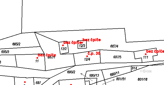 Zlatá Olešnice 38431513 na parcele st. 12/3 v KÚ Stanový, Katastrální mapa