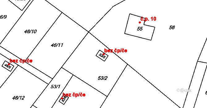 Česká Lípa 39756513 na parcele st. 53/5 v KÚ Lada, Katastrální mapa