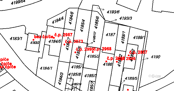 Praha 40432513 na parcele st. 4185/12 v KÚ Smíchov, Katastrální mapa